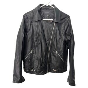 Blu Pepper Large Black Faux Leather Moto Jacket Biker Punk Rock Goth Goth